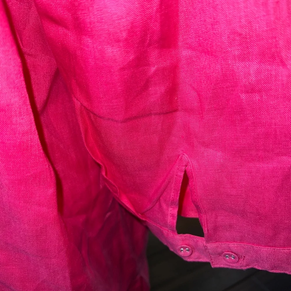 Tweeds Womens Pink Linen Embroidered 3/4 Sleeves Scoop Neck Shirt Top Size 3X - Picture 12 of 13